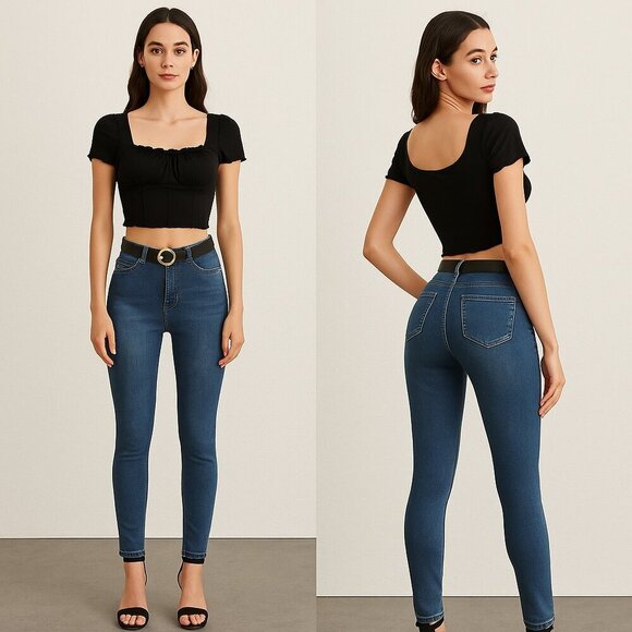 🖤👚 SHEIN Women’s Qutie Lettuce Trim Ruched Bust Crop Top – Size Small (4) 👚🖤 - Picture 1 of 9